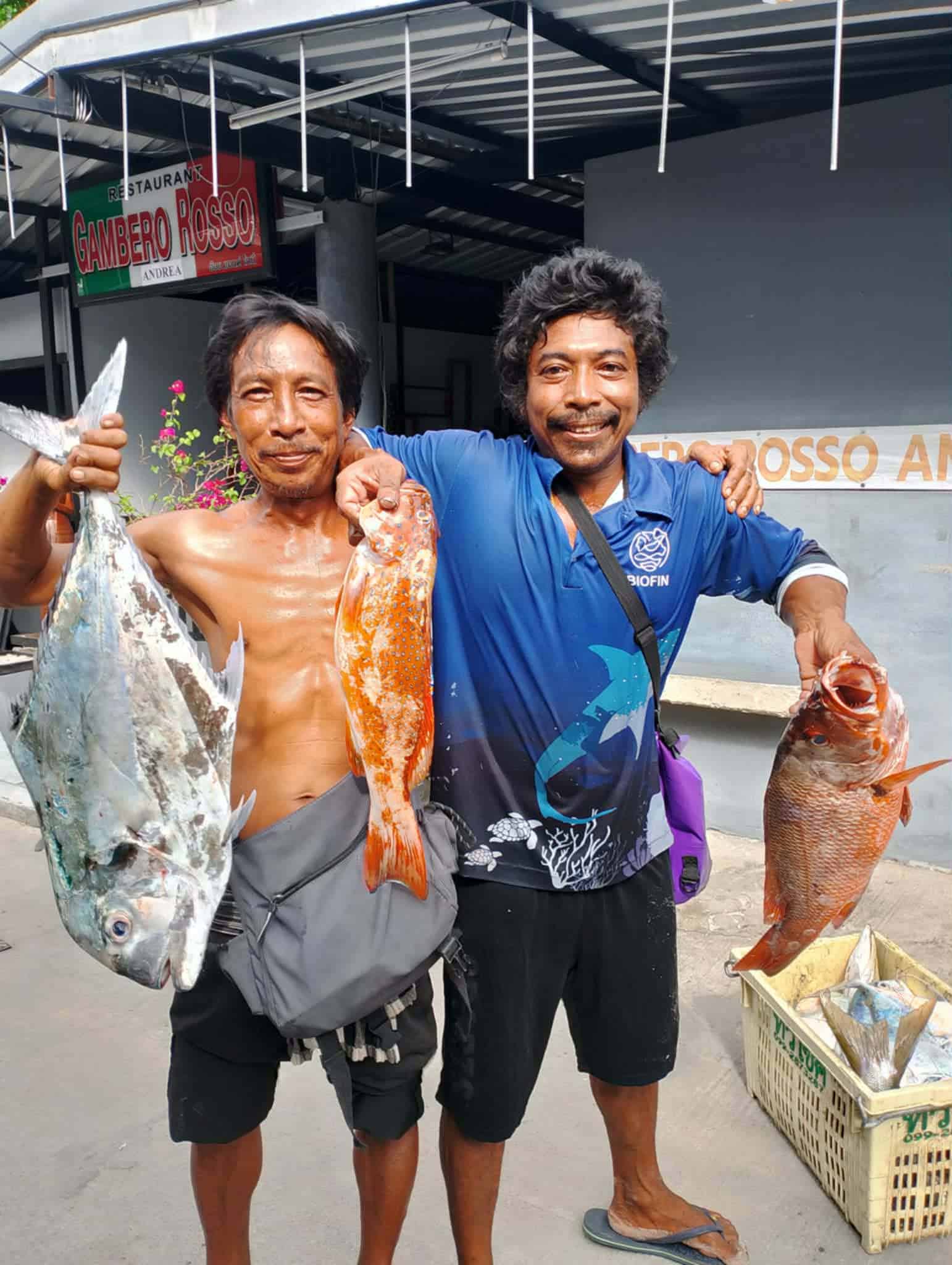 Local fishermen with fresh catch in Koh Tao