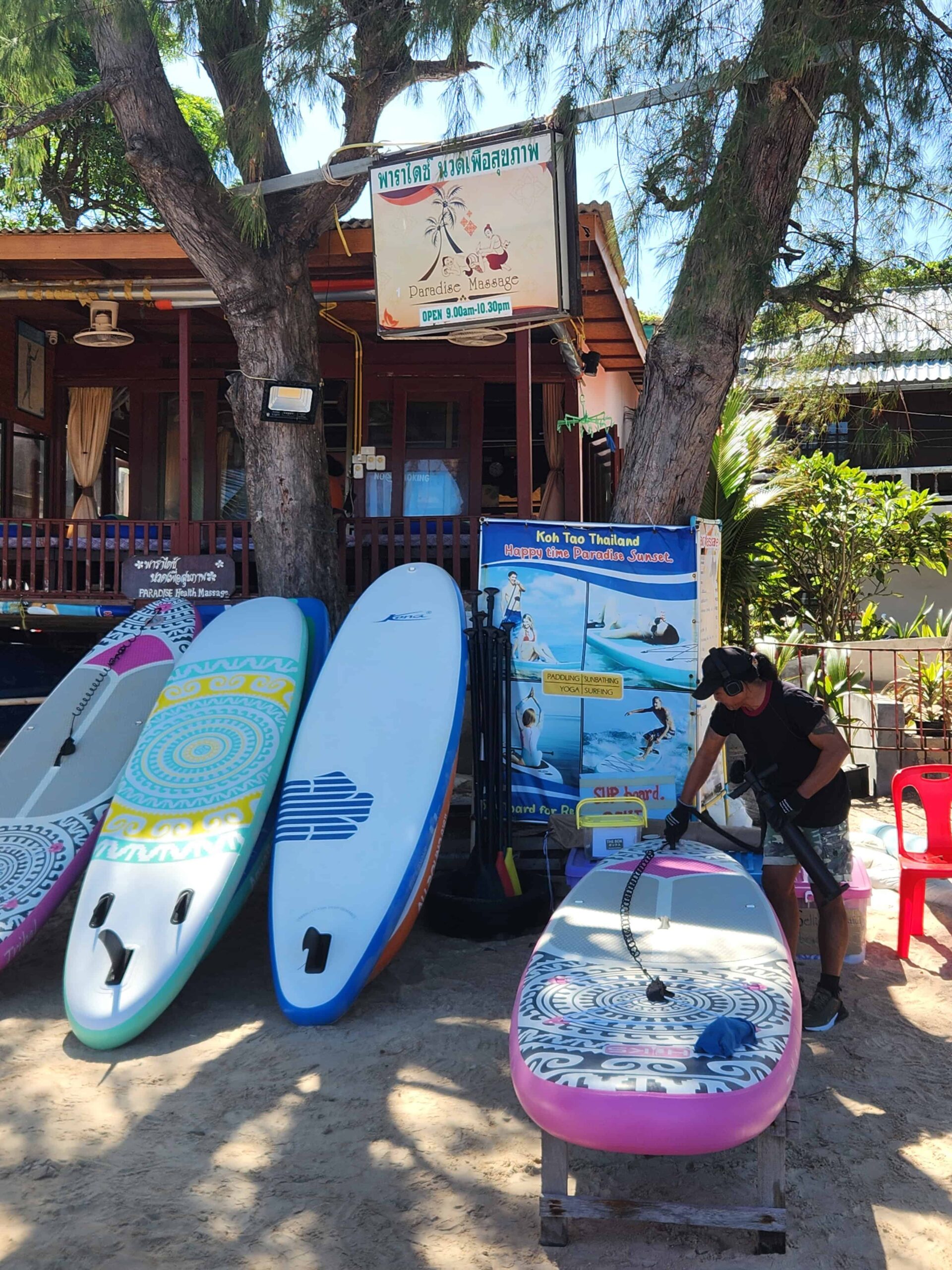 Mr Surichat's paddleboards on Sairee Beach, Koh Tao